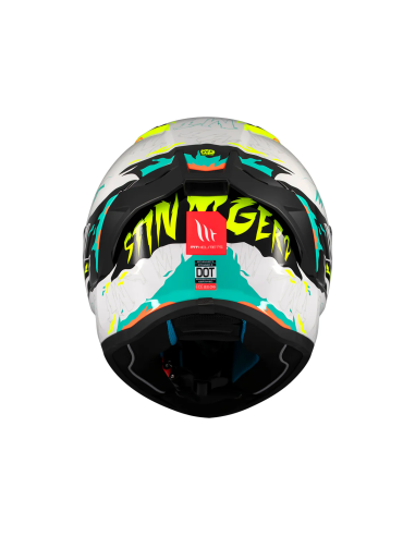 MT HELMETS Casco Integral STINGER 2 ARDENT A3 Blanco y Amarillo Brillo