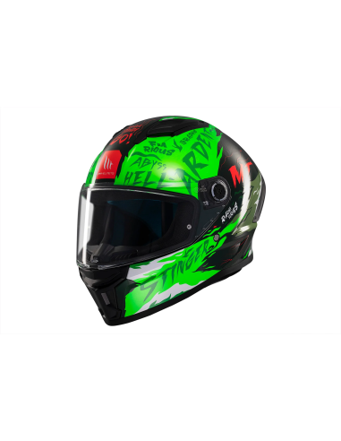 MT HELMETS Casco Integral STINGER 2 ARDENT C6 Negro y Verde Brillo