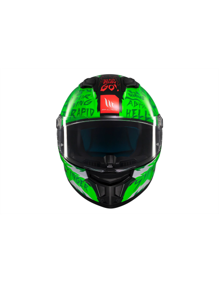 MT HELMETS Casco Integral STINGER 2 ARDENT C6 Negro y Verde Brillo
