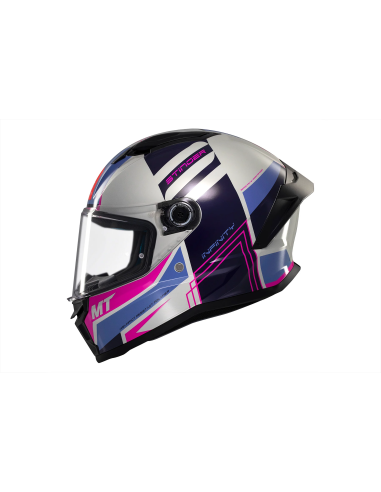 MT HELMETS Casco Integral STINGER 2 TRON C8 Gris Rosa y Lila Brillo