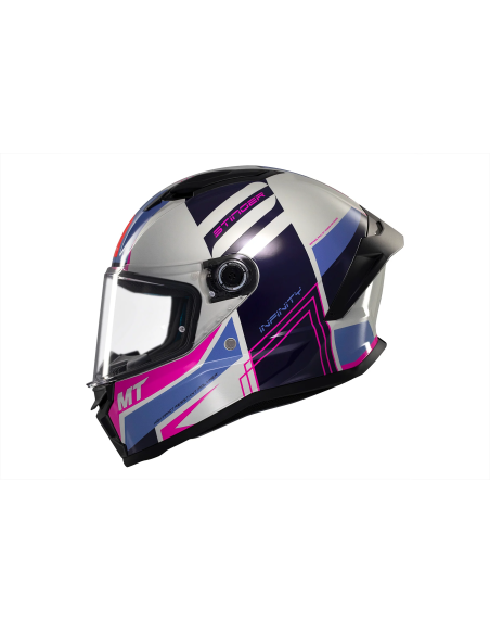 MT HELMETS Casco Integral STINGER 2 TRON C8 Gris Rosa y Lila Brillo