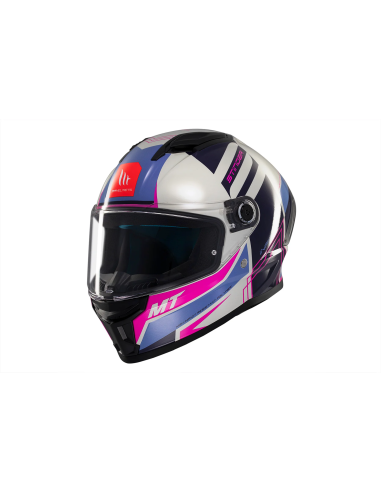MT HELMETS Casco Integral STINGER 2 TRON C8 Gris Rosa y Lila Brillo