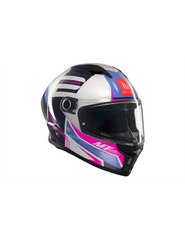 MT HELMETS Casco Integral STINGER 2 TRON C8 Gris Rosa y Lila Brillo