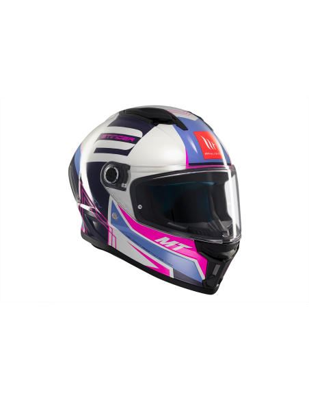 MT HELMETS Casco Integral STINGER 2 TRON C8 Gris Rosa y Lila Brillo