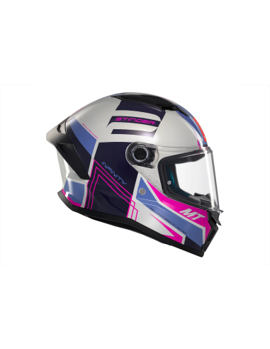 MT HELMETS Casco Integral STINGER 2 TRON C8 Gris Rosa y Lila Brillo