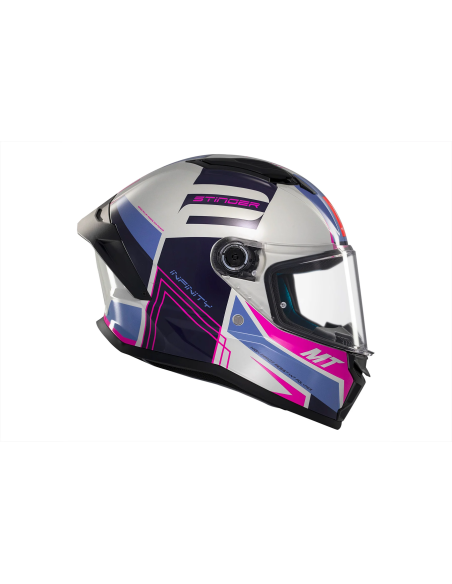 MT HELMETS Casco Integral STINGER 2 TRON C8 Gris Rosa y Lila Brillo