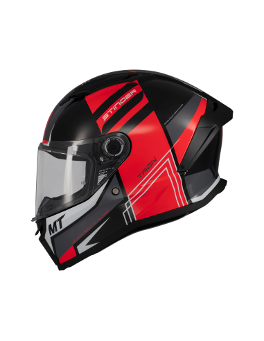 MT HELMETS Casco Integral STINGER 2 TRON B15 Negro y Rojo Brillo
