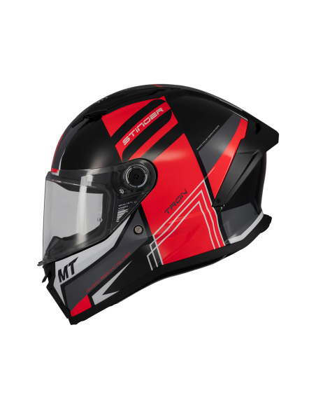 MT HELMETS Casco Integral STINGER 2 TRON B15 Negro y Rojo Brillo