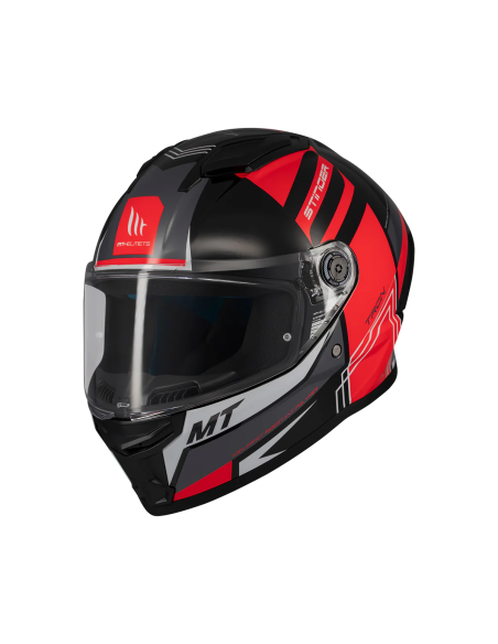 MT HELMETS Casco Integral STINGER 2 TRON B15 Negro y Rojo Brillo