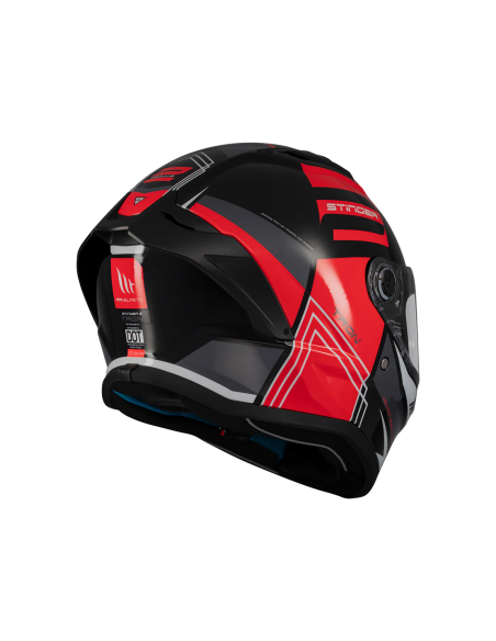 MT HELMETS Casco Integral STINGER 2 TRON B15 Negro y Rojo Brillo