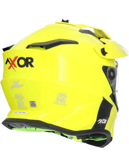 AXOR Helmets Casco Off Road Modelo X-Cross Adventure Amarillo Flúor Totalmente Homologado 22.06