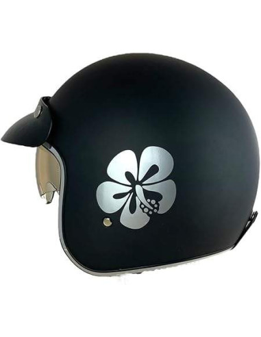 SHIRO HELMETS Casco de OUTLET JET SAGA FLOWER Negro Talla XS