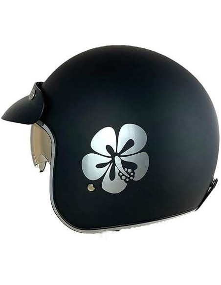 SHIRO HELMETS Casco de OUTLET JET SAGA FLOWER Negro Talla XS
