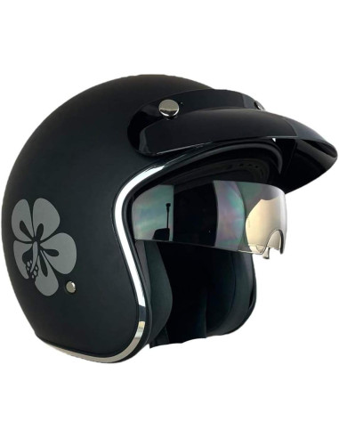 SHIRO HELMETS Casco de OUTLET JET SAGA FLOWER Negro Talla XS