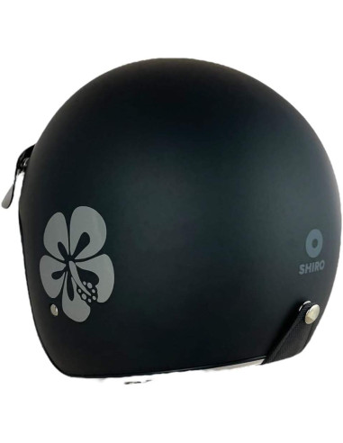 SHIRO HELMETS Casco de OUTLET JET SAGA FLOWER Negro Talla XS