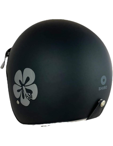 SHIRO HELMETS Casco de OUTLET JET SAGA FLOWER Negro Talla XS