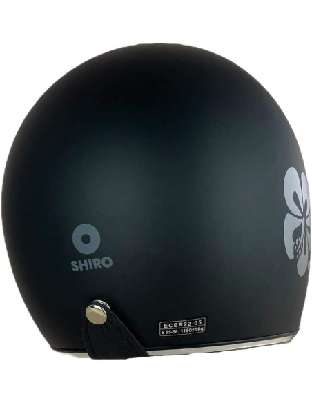 SHIRO HELMETS Casco de OUTLET JET SAGA FLOWER Negro Talla XS