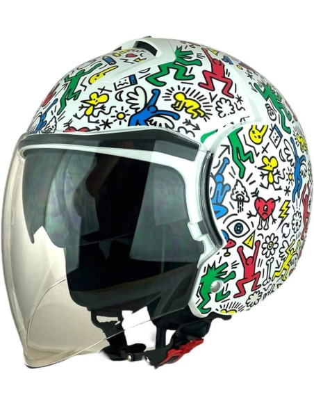 SHIRO HELMETS Casco de OUTLET JET TOKIO SH-64 DOODLE Talla XS