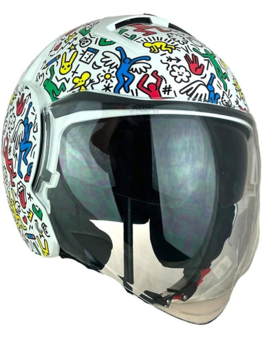 SHIRO HELMETS Casco de OUTLET JET TOKIO SH-64 DOODLE Talla XS