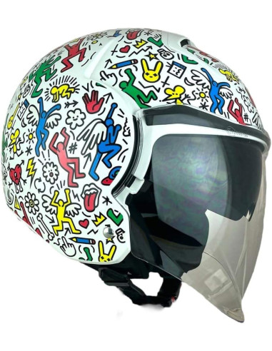 SHIRO HELMETS Casco de OUTLET JET TOKIO SH-64 DOODLE Talla XS
