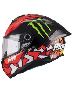 Casco Integral MT Helmets Targo Réplica Piqueras – Diseño Deportivo Monster, Visera Transparente