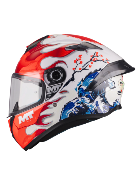 MT HELMETS Casco Integral TARGO S Yamanaka 2025 A5 Blanco Brillo Totalmente Homologado