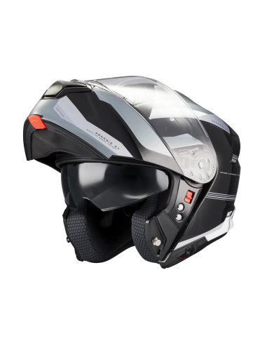 MT HELMETS Casco Modular GENESIS SV Raccoon B12 Negro Verde Brillo Totalmente Homologado