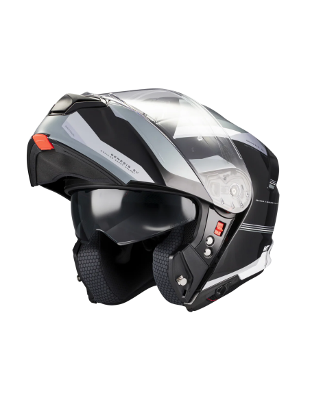 MT HELMETS Casco Modular GENESIS SV Raccoon B12 Negro Verde Brillo Totalmente Homologado