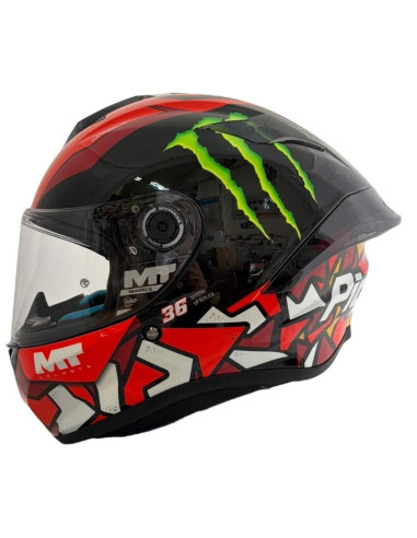 Casco Integral MT Helmets Targo Réplica Piqueras – Diseño Deportivo Monster, Visera Transparente