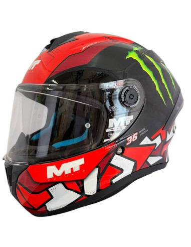 Casco Integral MT Helmets Targo Réplica Piqueras – Diseño Deportivo Monster, Visera Transparente