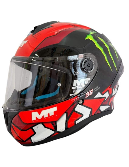 Casco Integral MT Helmets Targo Réplica Piqueras – Diseño Deportivo Monster, Visera Transparente