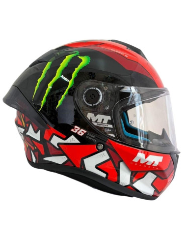 Casco Integral MT Helmets Targo Réplica Piqueras – Diseño Deportivo Monster, Visera Transparente
