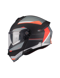 MT HELMETS Casco Modular GENESIS SV Raccoon B5 Negro y Rojo Mate Totalmente Homologado