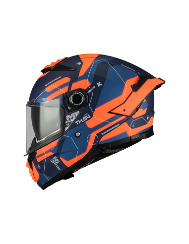 MT HELMETS Casco Integral THUNDER 4 SV Lumex C24 Azul y Naranja Mate Totalmente Homologado