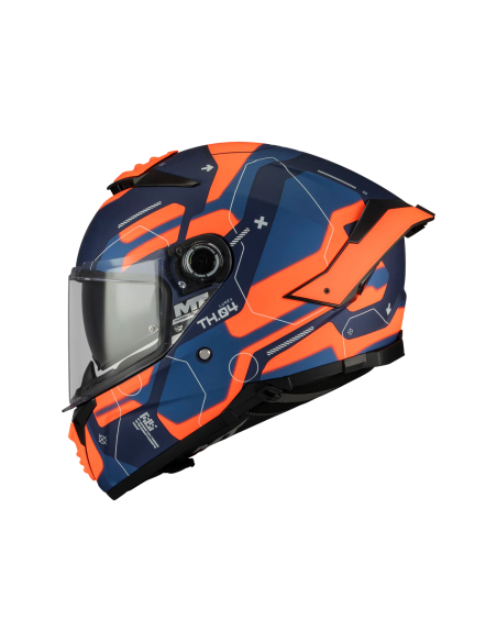 MT HELMETS Casco Integral THUNDER 4 SV Lumex C24 Azul y Naranja Mate Totalmente Homologado