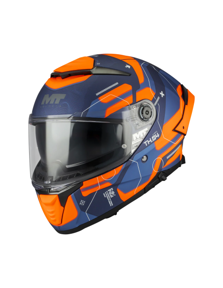 MT HELMETS Casco Integral THUNDER 4 SV Lumex C24 Azul y Naranja Mate Totalmente Homologado