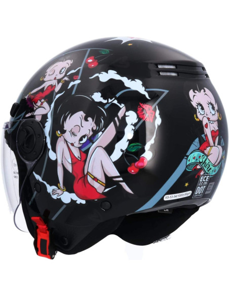 Casco Jet Shiro SH-62 La Betty II Negro Brillo