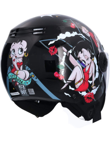 Casco Jet Shiro SH-62 La Betty II Negro Brillo