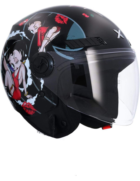 Casco Jet Shiro SH-62 La Betty II Negro Brillo