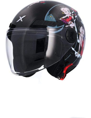 Casco Jet Shiro SH-62 La Betty II Negro Brillo