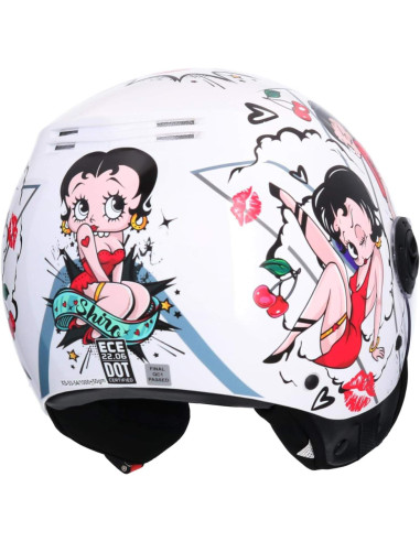 Casco Jet Shiro SH-62 La Betty II Blanco Brillo