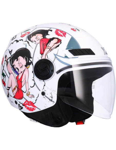 Casco Jet Shiro SH-62 La Betty II Blanco Brillo