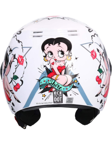 Casco Jet Shiro SH-62 La Betty II Blanco Brillo