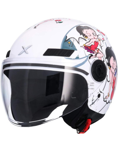Casco Jet Shiro SH-62 La Betty II Blanco Brillo
