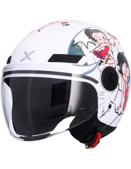 Casco Jet Shiro SH-62 La Betty II Blanco Brillo