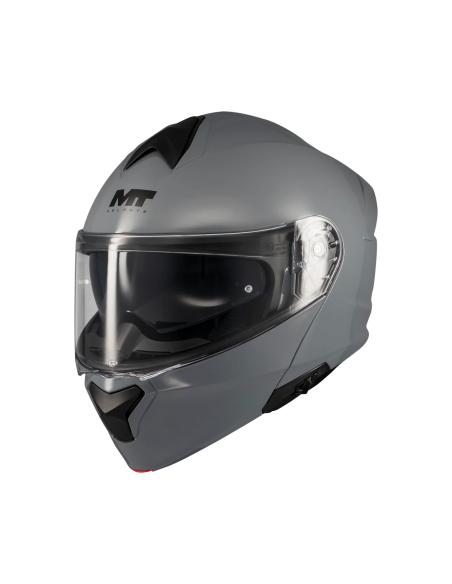 MT HELMETS Casco Modular GENESIS SV Pure A12 Gris Brillo Totalmente Homologado