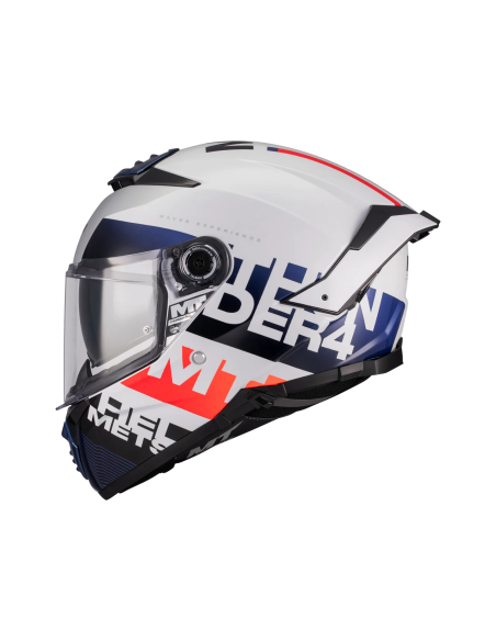 MT HELMETS Casco Integral THUNDER 4 SV Waves A17 Blanco Brillo Totalmente Homologado