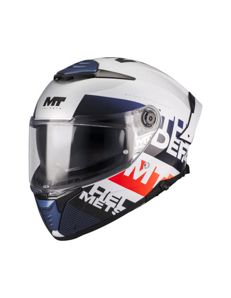 MT HELMETS Casco Integral THUNDER 4 SV Waves A17 Blanco Brillo Totalmente Homologado