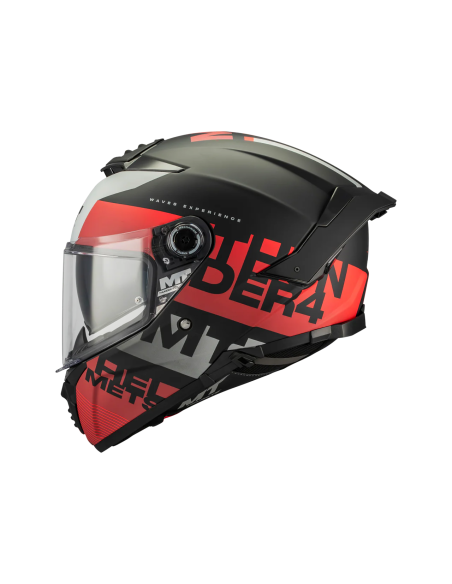MT HELMETS Casco Integral THUNDER 4 SV Waves B5 Negro y Rojo Mate Totalmente Homologado