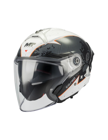 MT HELMETS Casco JET COSMO SV Layout A1 Blanco Brillo Totalmente Homologado